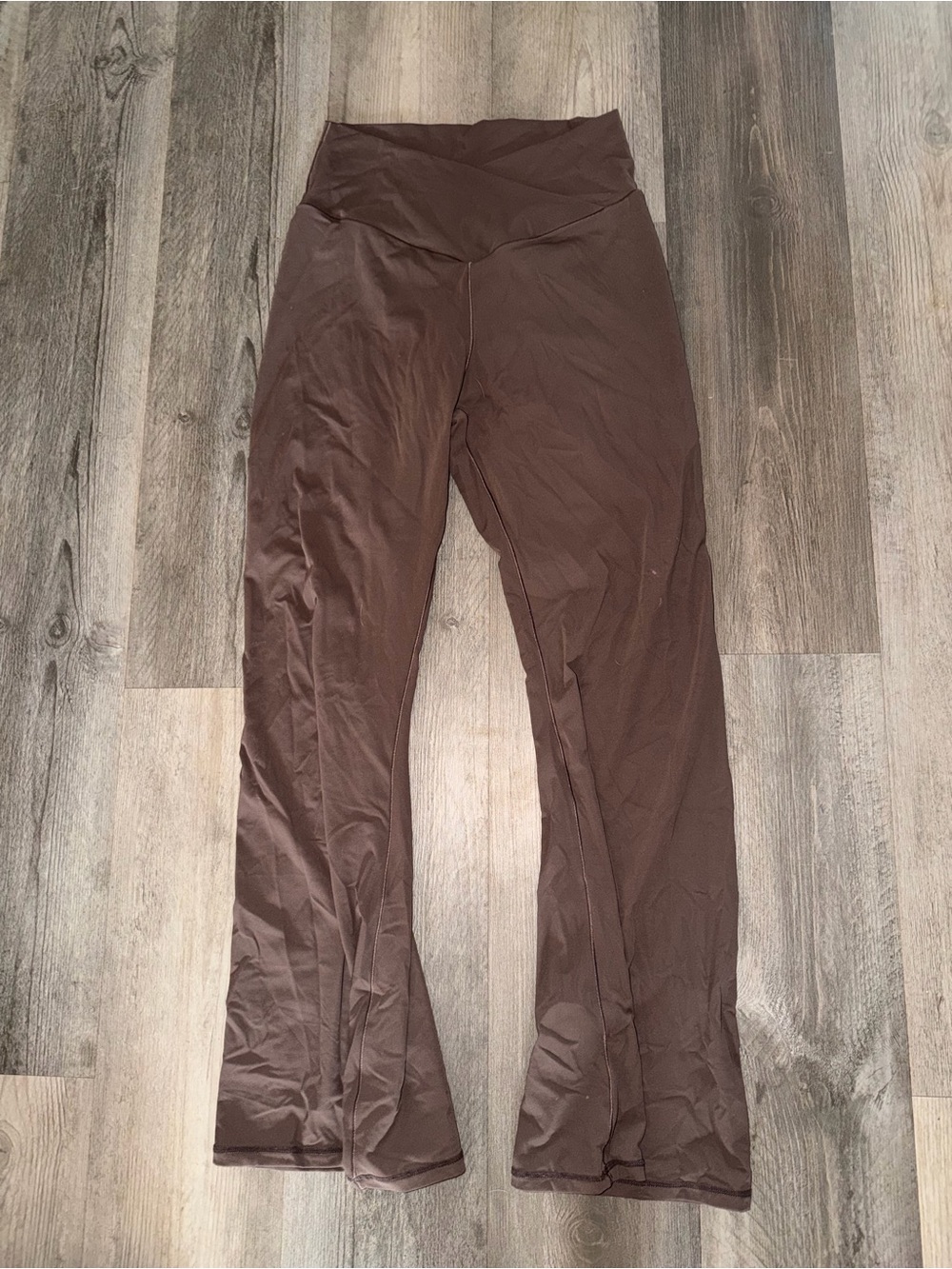Brown High-Waist Flared Leg Active Pants